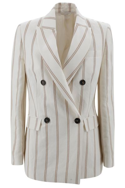 Brunello Cucinelli Double-Breasted Striped Blazer