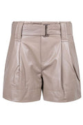 Ganni Belted High-Rise Leather Shorts