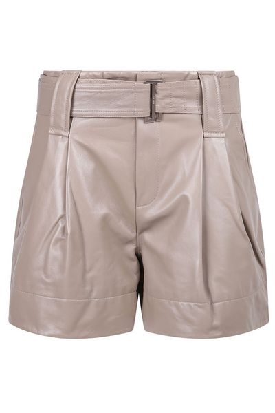 Ganni Belted High-Rise Leather Shorts
