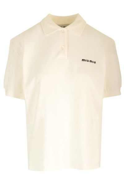 Miu Miu Logo-Embroidered Short-Sleeved Polo Shirt