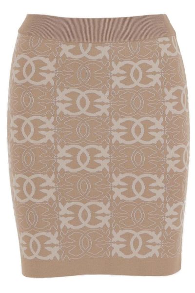 Pinko Logo-Pattern Knit Straight Skirt