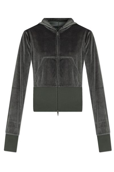 Balenciaga Velvet Zip-Up Hooded Jacket