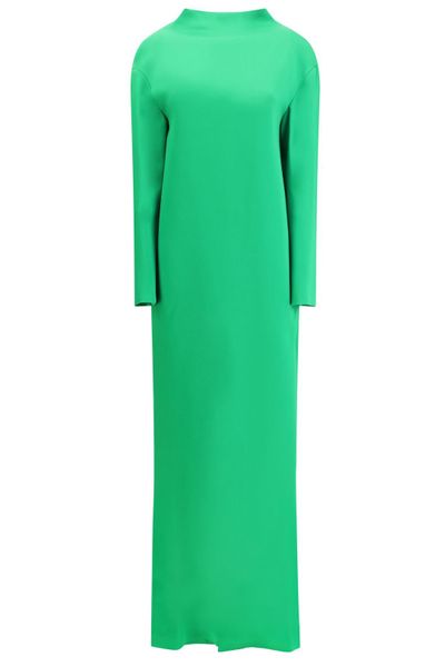 Tom Ford Shiny Crepe Mock Neck Column Evening Dress