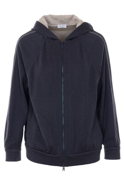 Brunello Cucinelli Trim Embellished Zipped Hoodie