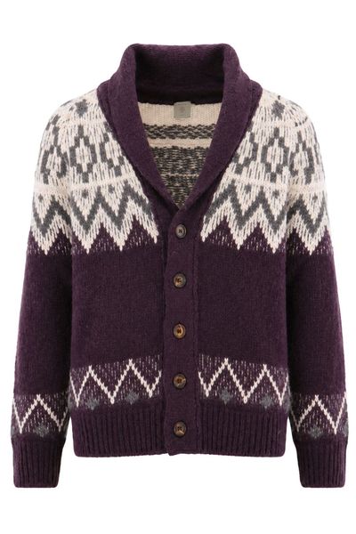 Eleventy Jacquard Shawl-Collar Cardigan