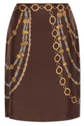 Versace Chain-Printed Twill Pencil Skirt