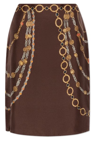 Versace Chain-Printed Twill Pencil Skirt