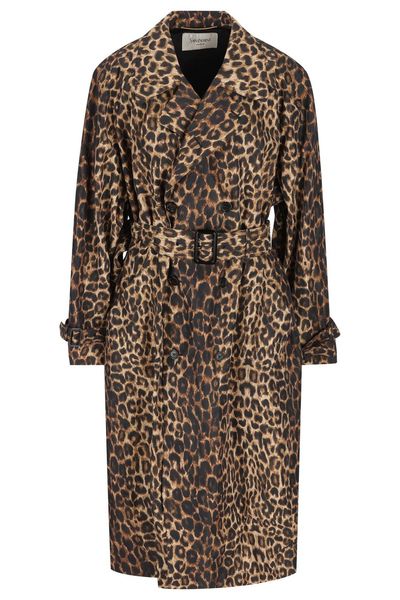 Saint Laurent Leopard Printed Trench Coat
