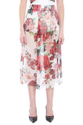 Dolce & Gabbana Rose Printed Chiffon Calf-Length Skirt