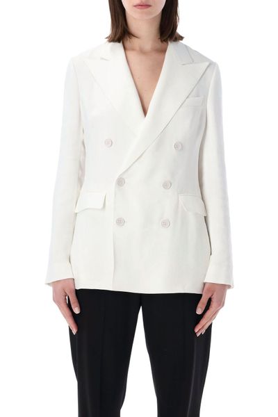 Ralph Lauren Sheer-Back Double-Breasted Blazer