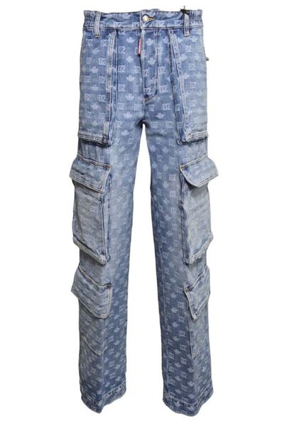 Dsquared2 D2 Monogram Light Wash Cargo Jeans
