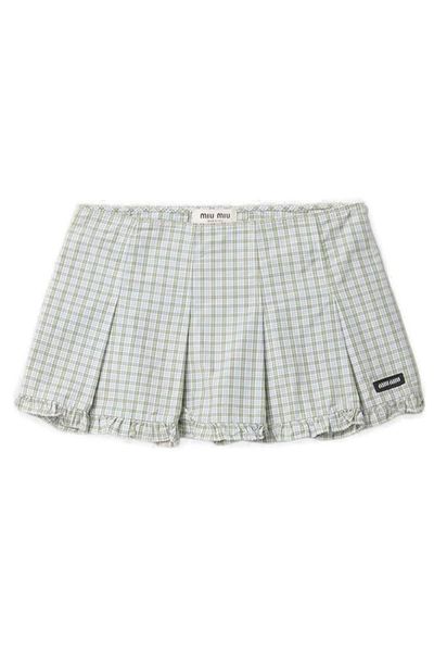 Miu Miu Checked Ruffled Mini Skirt