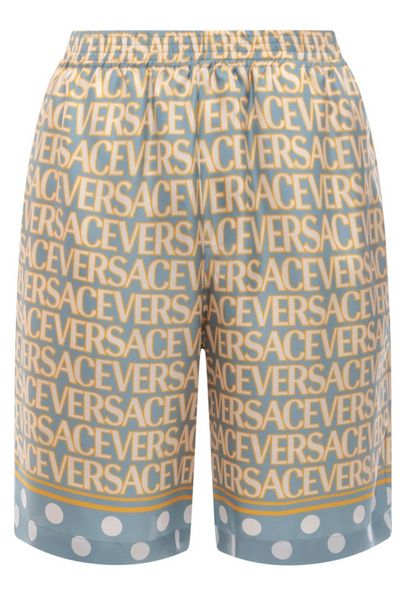 Versace All-Over Logo Printed Knee-Length Shorts