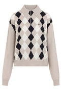 Miu Miu Argyle Zipped Knitted Jumper