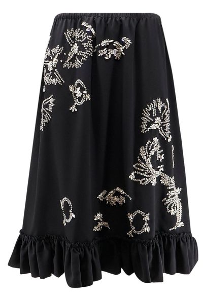 Dries Van Noten Rhinestone Ruffle Midi Skirt