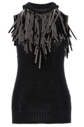 Jil Sander Fringed Trim Sleeveless Knitted Top