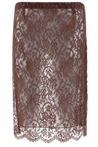 Saint Laurent Lace Detailed Pencil Skirt