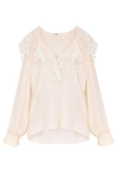 Chloé Maxi-Collar Lace Blouse