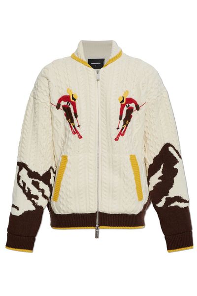 Dsquared2 Cable Knit Ski Motif Cardigan