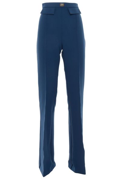 Elisabetta Franchi Logo Plaque Crêpe Trousers