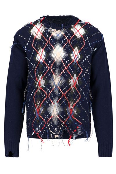 Maison Margiela Contrasting-Stitch Detailed Knitted Jumper