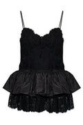 Chloé Taffeta And Lace Thin-Strap Ruffle Top
