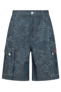 Marni Embroidered Wide Leg Denim Shorts