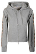 Burberry Check-Band Zip-Up Drawstring Hoodie