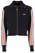 Autry Cropped Zip-Up Stripe Sweatshirt