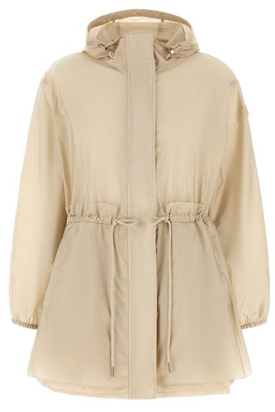 Moncler Weteau Ruched Hooded Rain Jacket