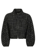 Herno Grid-Patterned Cropped Zipped Jacket
