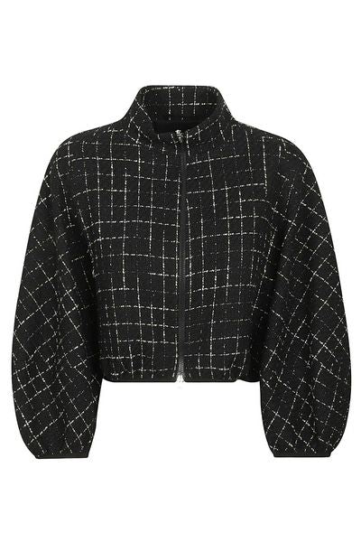 Herno Grid-Patterned Cropped Zipped Jacket