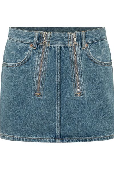 Marine Serre Crescent-Pattern Zipped Mini Skirt