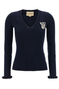 Valentino Logo Embroidered V-Neck Jumper