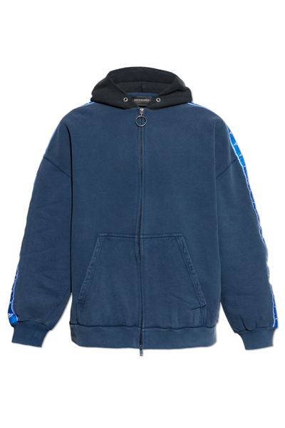 Balenciaga Stripe Patched Hooded Zip-Up Hoodie