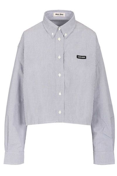 Miu Miu Checked Poplin Cropped Shirt