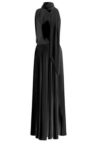 Alberta Ferretti Glossy Velvet One-Shoulder Dress