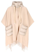 Herno High-Neck Fringed-Edge Drawstring Poncho