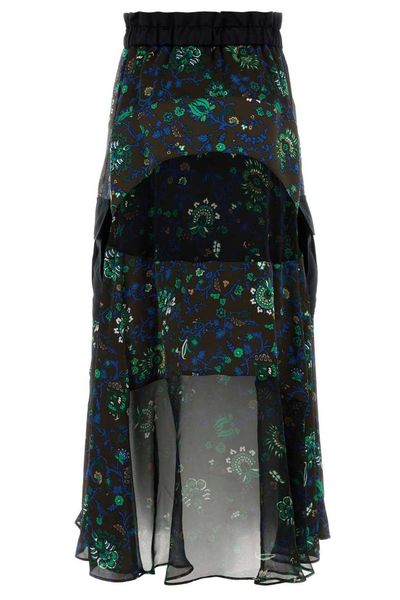 Sacai Tiered Floral Midi Skirt