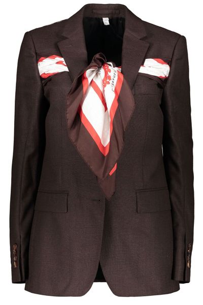 Burberry Single Breasted Scarf Detailed Blazer