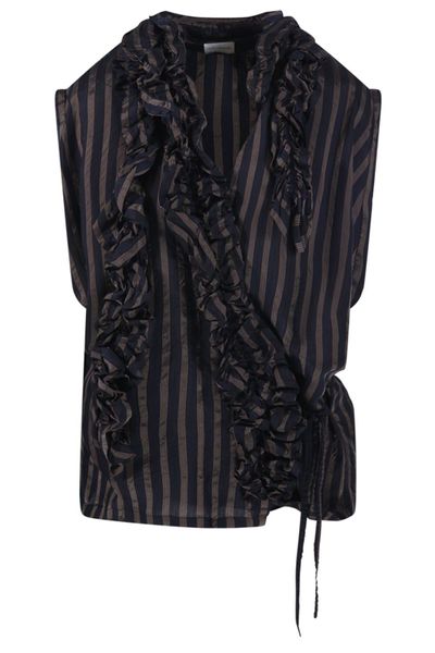 Dries Van Noten Striped Ruffled Top