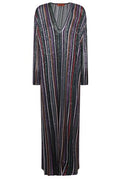 Missoni V-Neck Herringbone Stripe Knit Long Dress