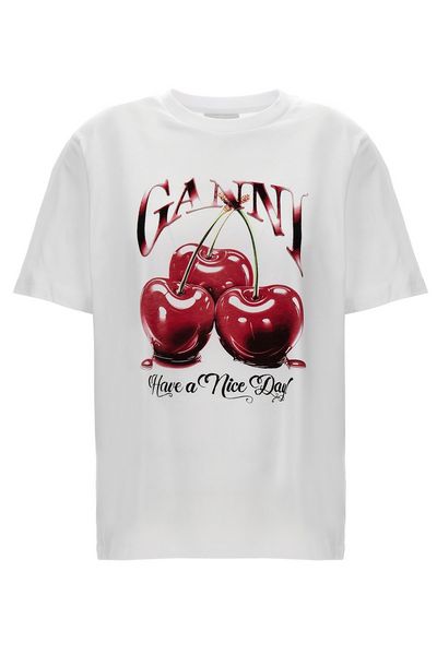Ganni Cherry Printed Crewneck T-Shirt
