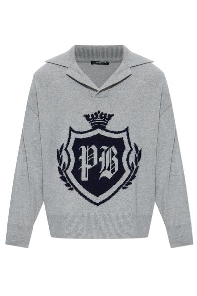 Balmain College Emblem Polo Sweater