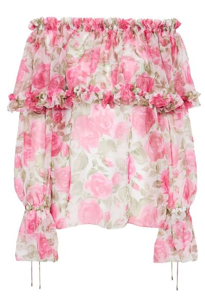 Chloé Ruffled Floral Off-Shoulder Top