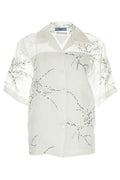 Prada Floral-Embroidered Drop Shoulder Sheer Shirt
