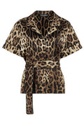 Dolce & Gabbana Leopard Printed  Belted Shirt