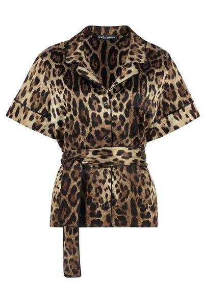 Dolce & Gabbana Leopard Printed  Belted Shirt