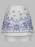 Self-Portrait Embroidered Wrap Skort Shorts