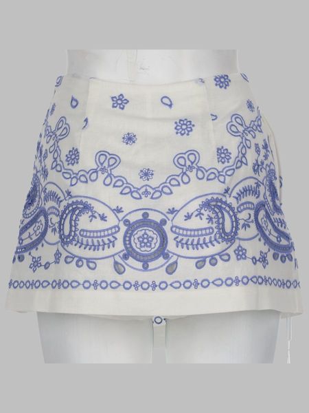 Self-Portrait Embroidered Wrap Skort Shorts